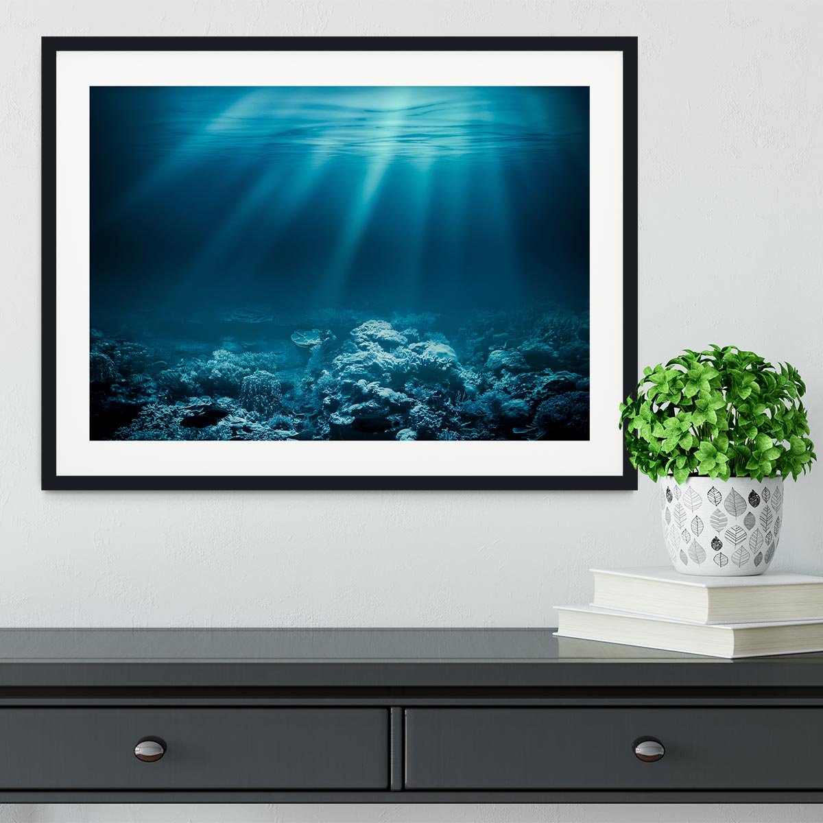 Ocean underwater with coral reef Framed Print - Canvas Art Rocks - 1