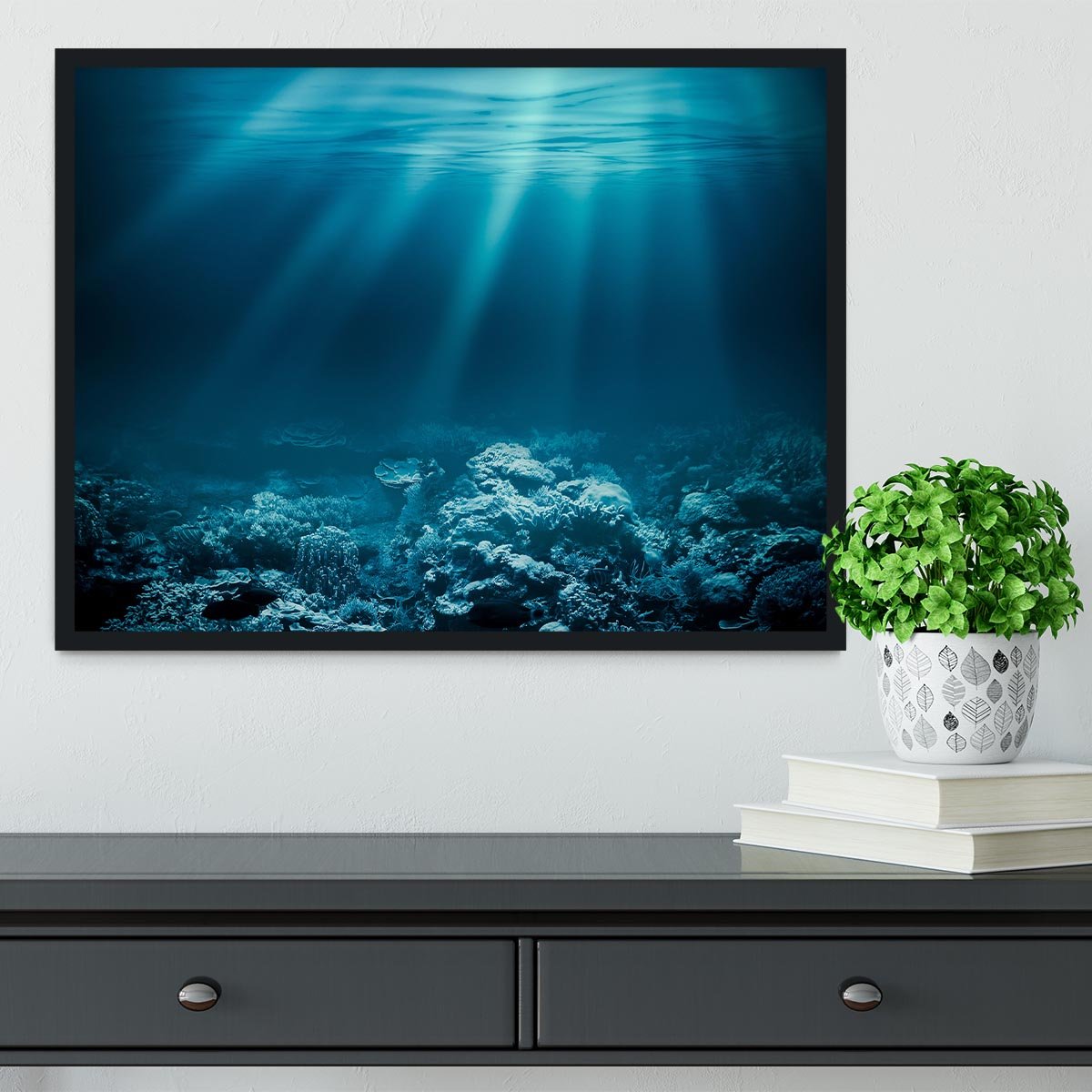 Ocean underwater with coral reef Framed Print - Canvas Art Rocks - 2