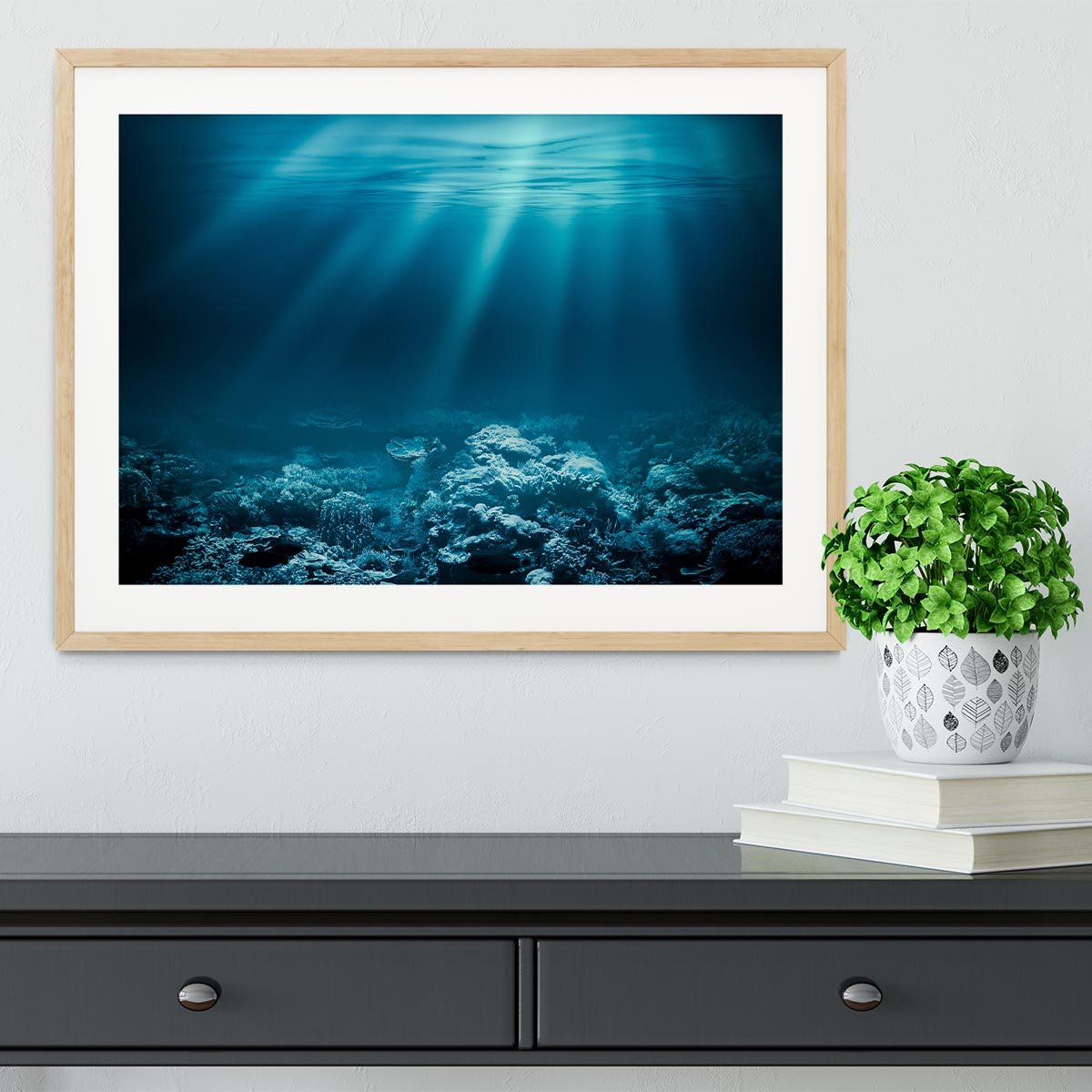Ocean underwater with coral reef Framed Print - Canvas Art Rocks - 3