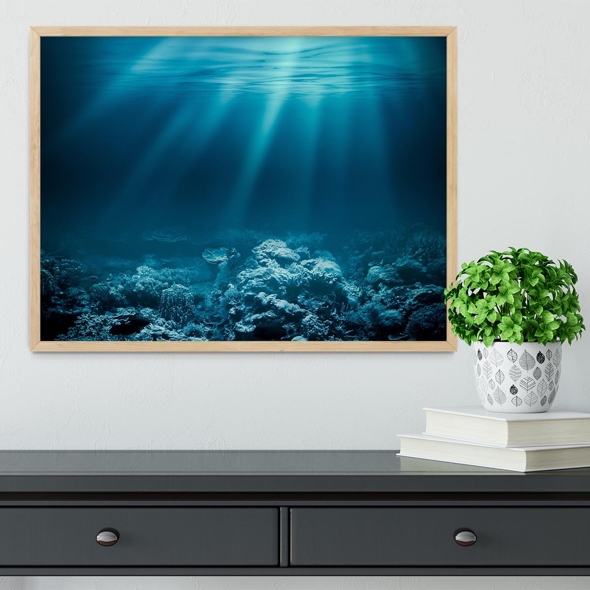 Ocean underwater with coral reef Framed Print - Canvas Art Rocks - 4