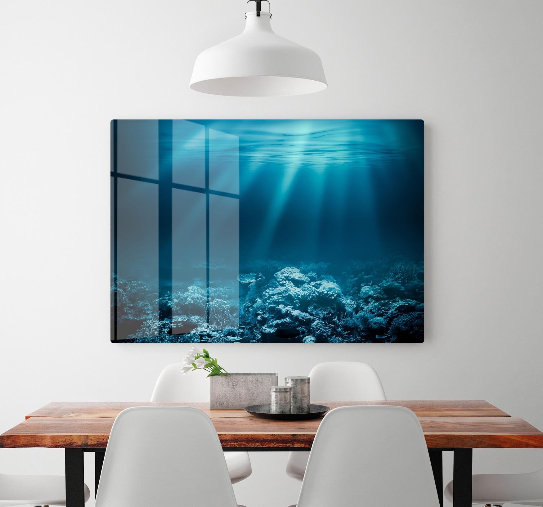 Ocean underwater with coral reef HD Metal Print