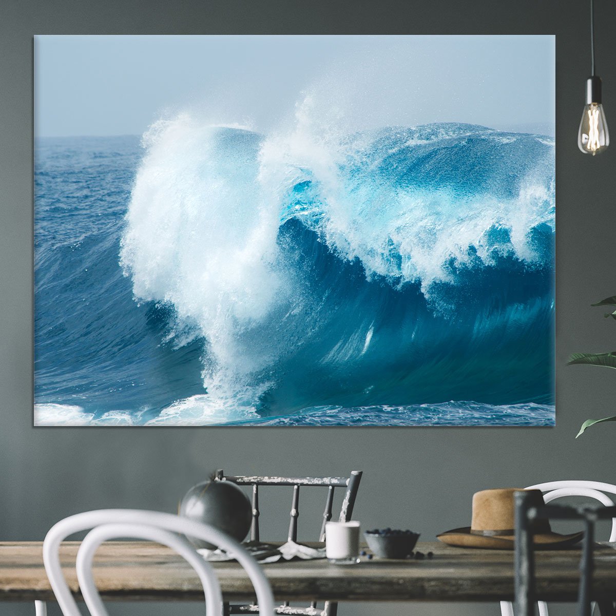 Ocean waves breaking natural Canvas Print or Poster