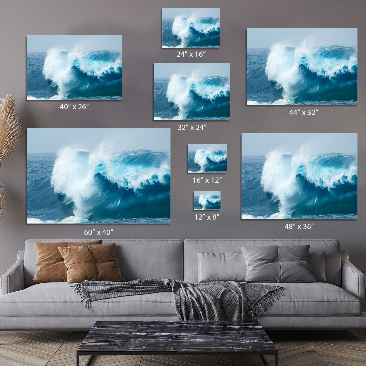 Ocean waves breaking natural Canvas Print or Poster