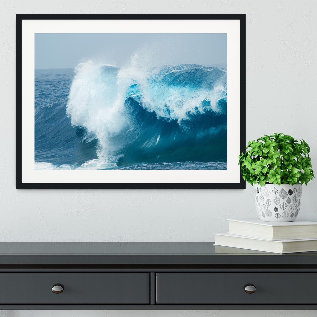Ocean waves breaking natural Framed Print - Canvas Art Rocks - 1