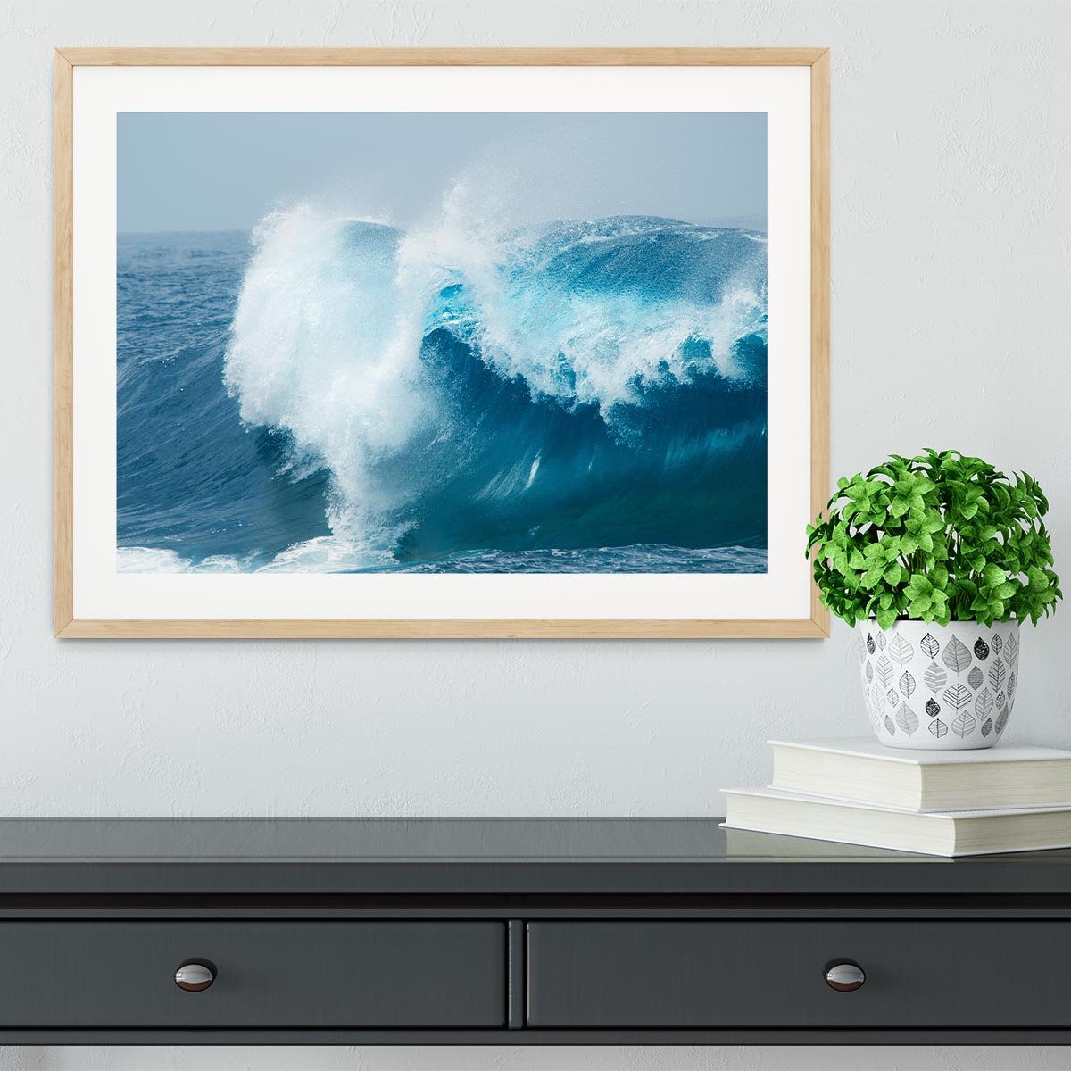 Ocean waves breaking natural Framed Print - Canvas Art Rocks - 3