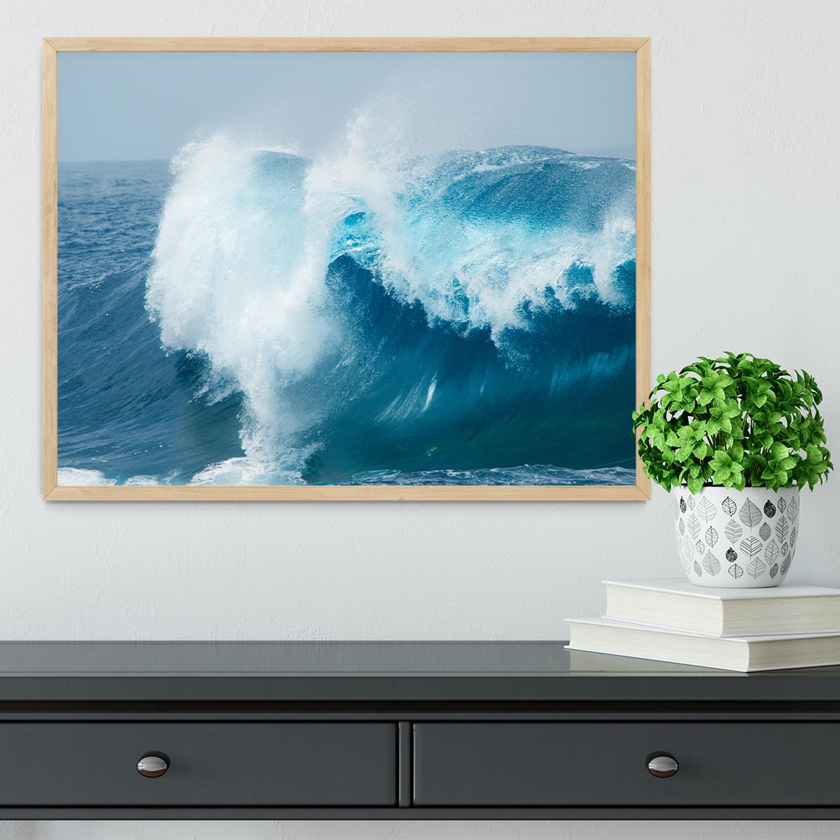 Ocean waves breaking natural Framed Print - Canvas Art Rocks - 4