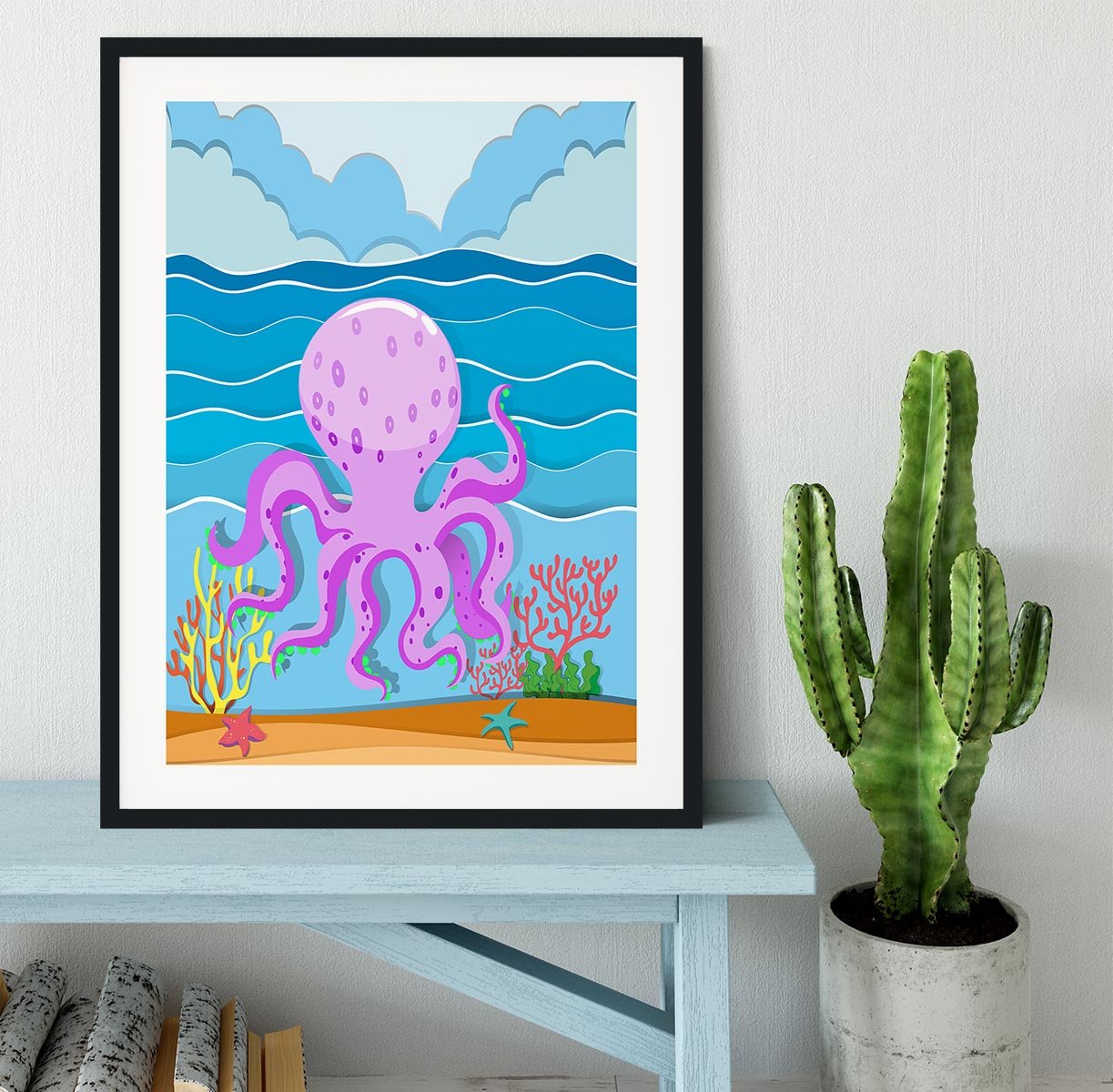 Octopus in the ocean Framed Print - Canvas Art Rocks - 1