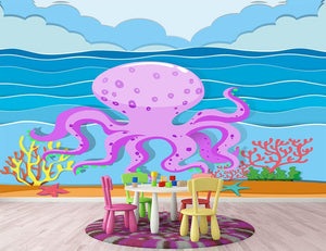 Octopus in the ocean Wall Mural Wallpaper - Canvas Art Rocks - 2