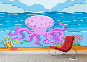 Octopus in the ocean Wall Mural Wallpaper - Canvas Art Rocks - 3