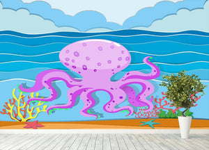 Octopus in the ocean Wall Mural Wallpaper - Canvas Art Rocks - 4