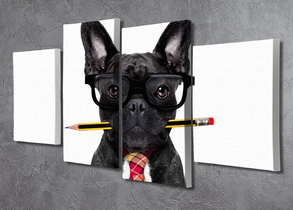 Office businessman french bulldog dog with pen 4 Split Panel Canvas - Canvas Art Rocks - 2