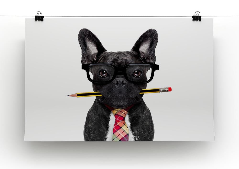 Office businessman french bulldog dog with pen Canvas Print or Poster - Canvas Art Rocks - 2