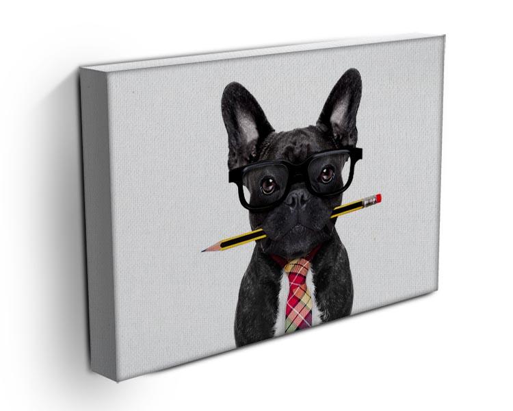 Office businessman french bulldog dog with pen Canvas Print or Poster - Canvas Art Rocks - 3