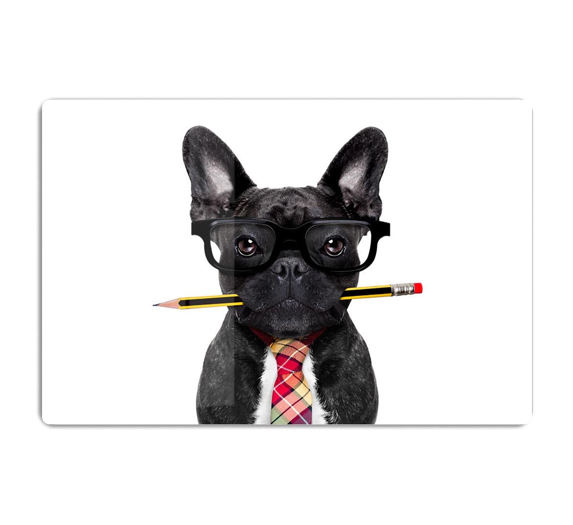 Office businessman french bulldog dog with pen HD Metal Print - Canvas Art Rocks - 1