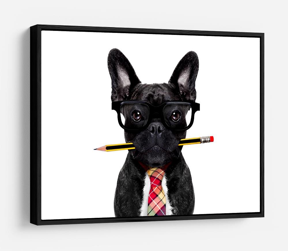 Office businessman french bulldog dog with pen HD Metal Print - Canvas Art Rocks - 6