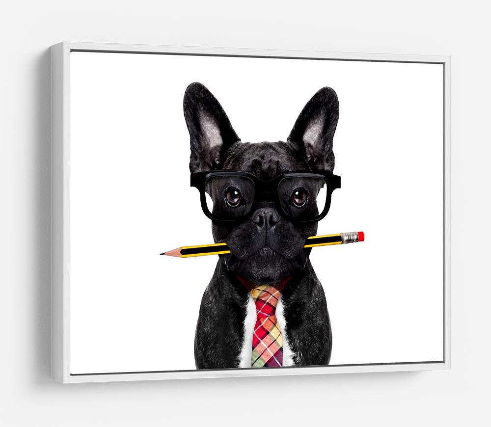 Office businessman french bulldog dog with pen HD Metal Print - Canvas Art Rocks - 7