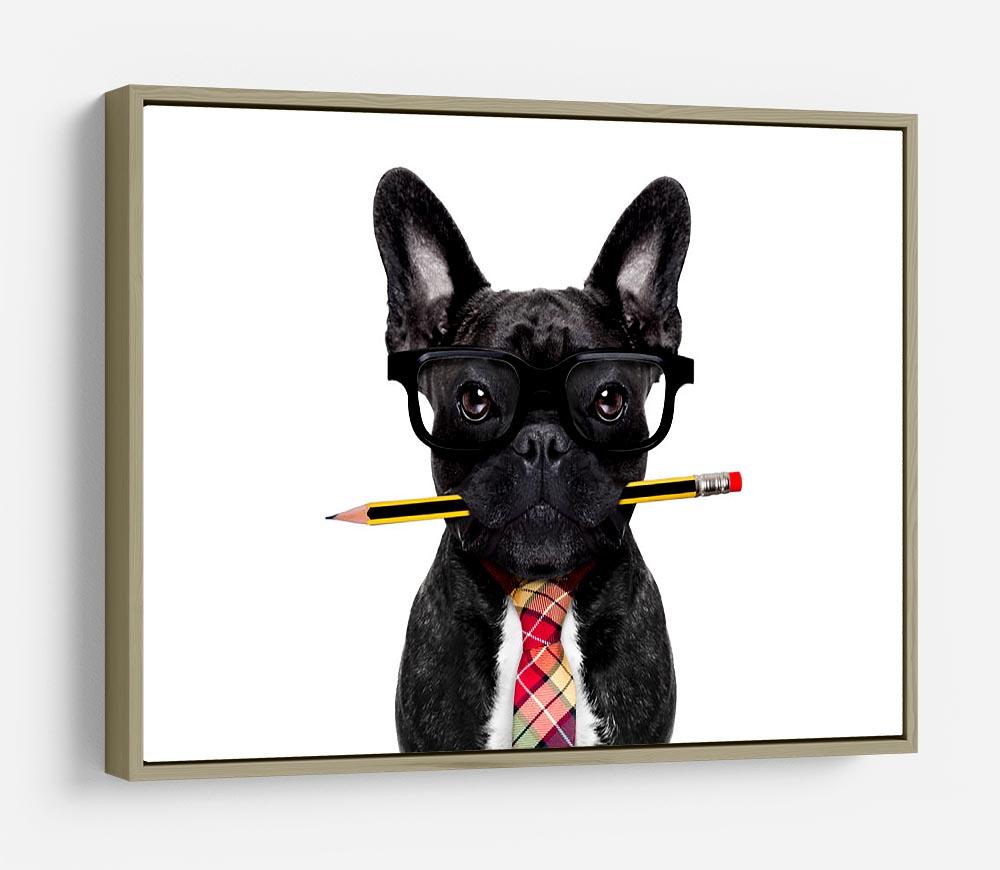 Office businessman french bulldog dog with pen HD Metal Print - Canvas Art Rocks - 8