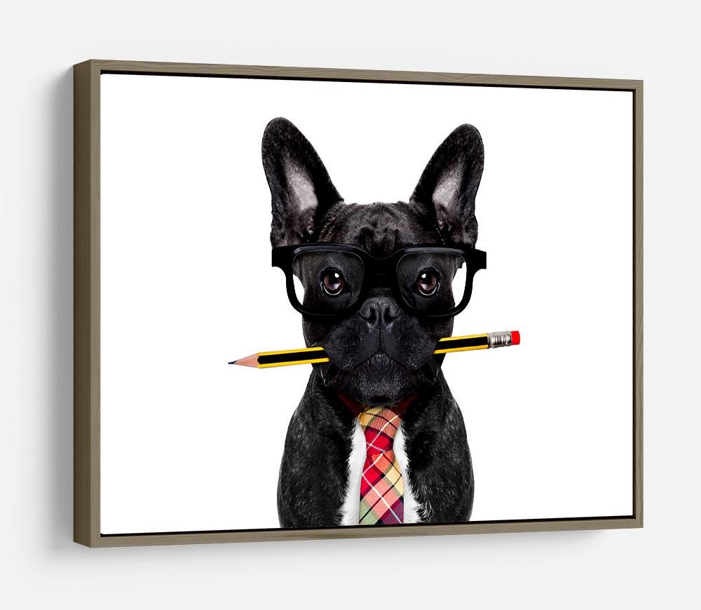 Office businessman french bulldog dog with pen HD Metal Print - Canvas Art Rocks - 10