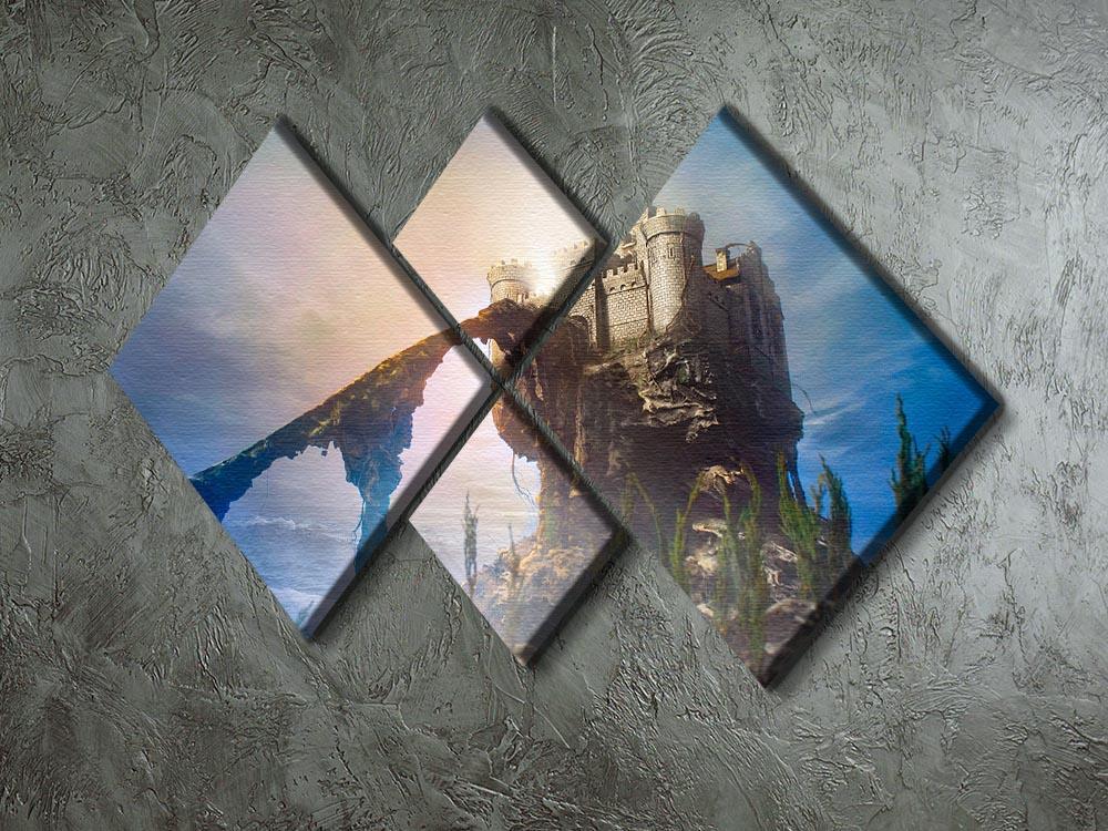 Old castle on the hill 4 Square Multi Panel Canvas  - Canvas Art Rocks - 2