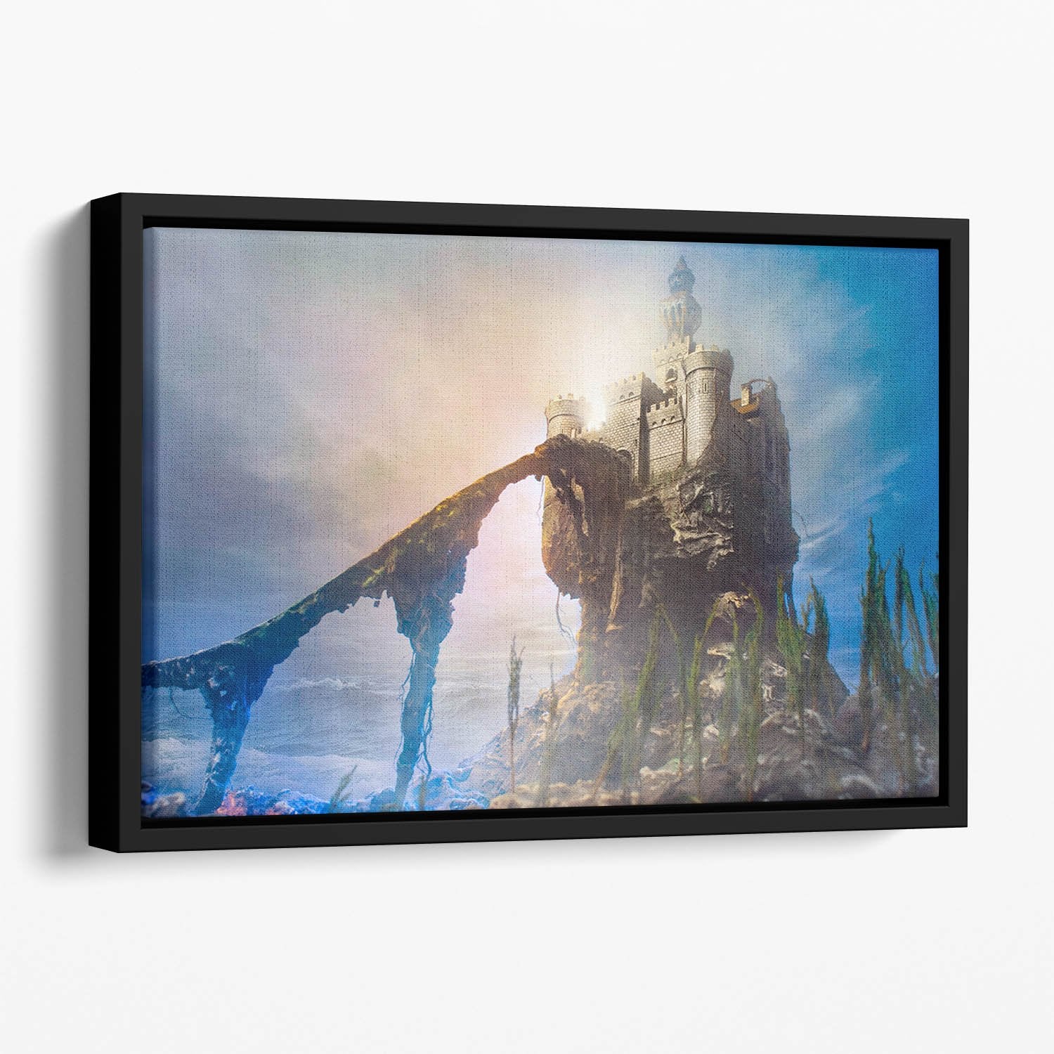 Old castle on the hill Floating Framed Canvas