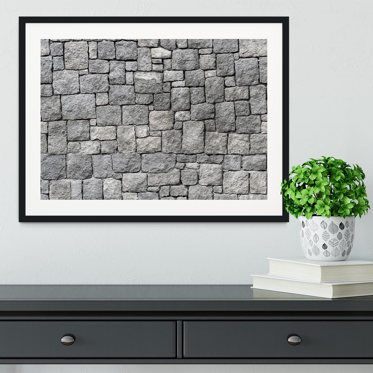 Old gray stone wall Framed Print - Canvas Art Rocks - 1