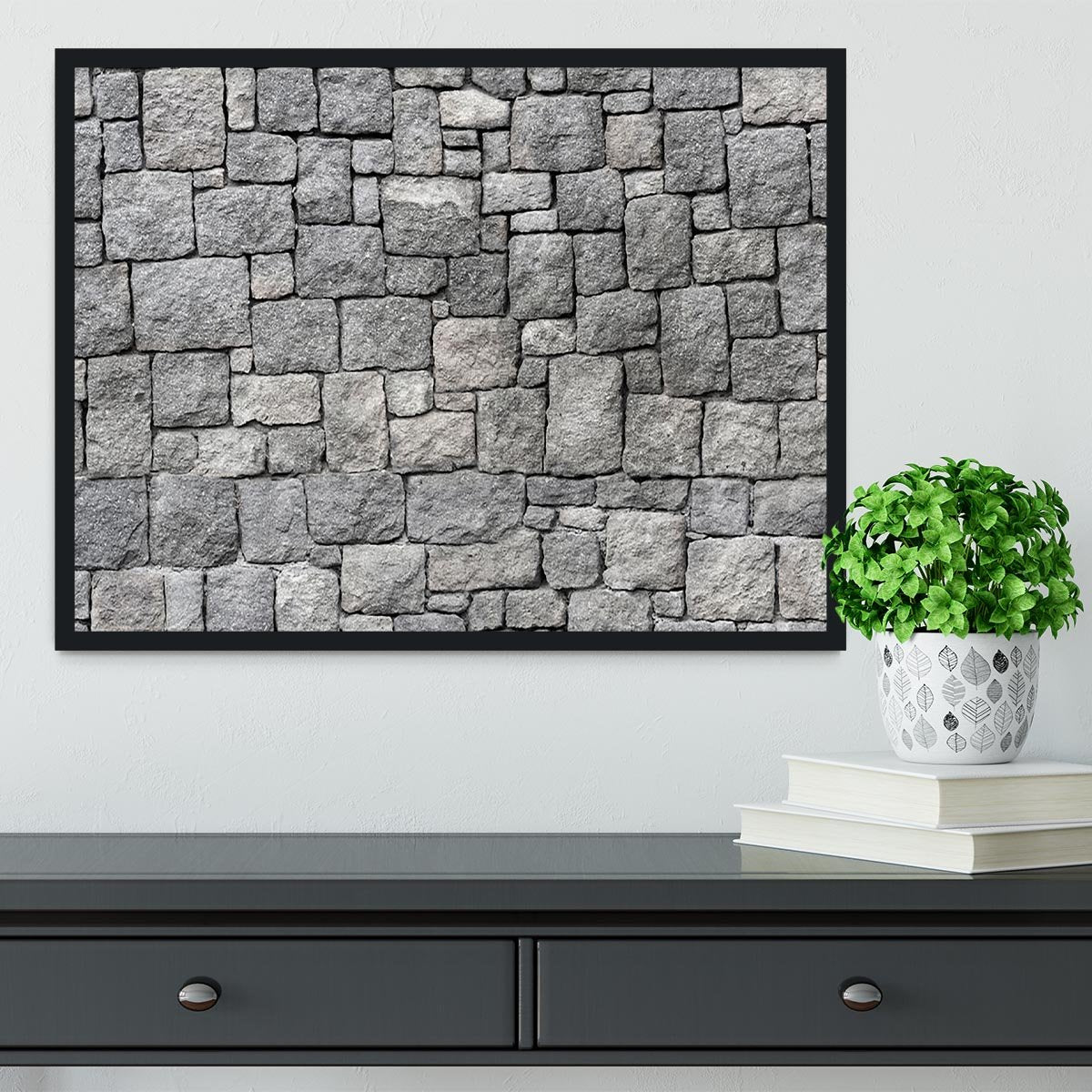 Old gray stone wall Framed Print - Canvas Art Rocks - 2