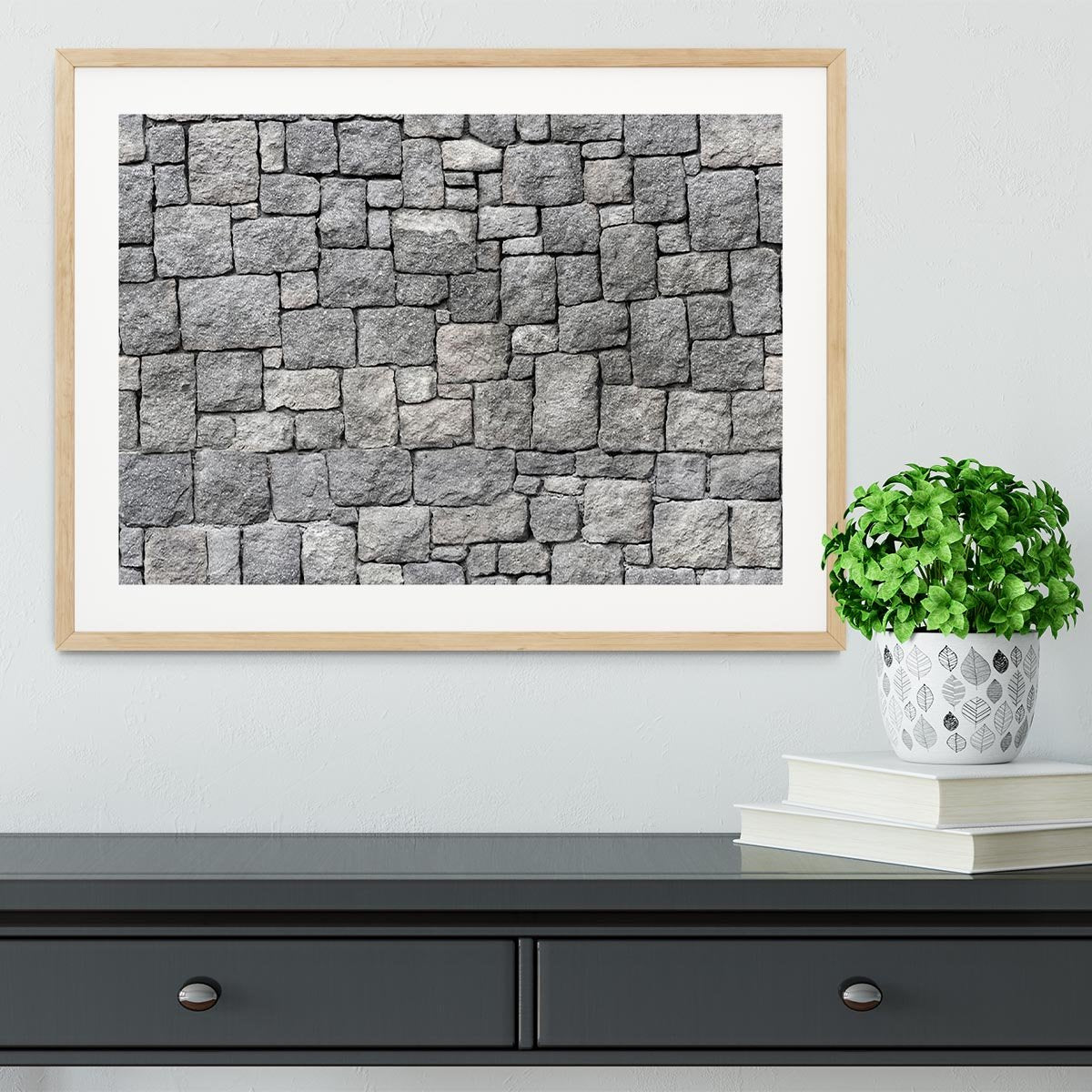 Old gray stone wall Framed Print - Canvas Art Rocks - 3