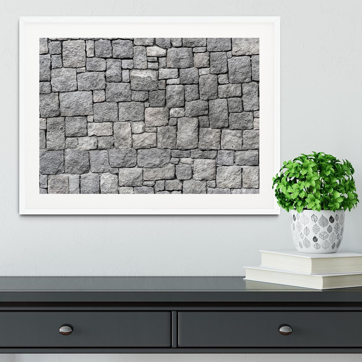 Old gray stone wall Framed Print - Canvas Art Rocks - 5