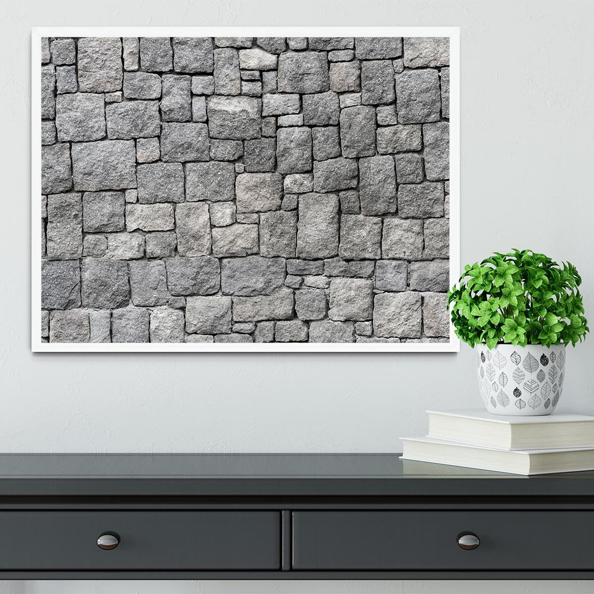 Old gray stone wall Framed Print - Canvas Art Rocks -6