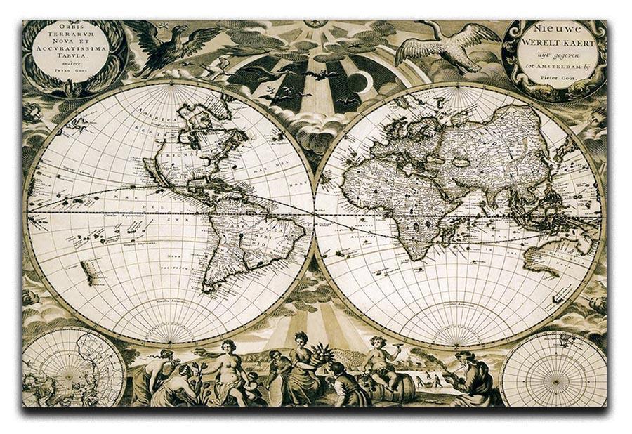 Old paper world map Holland Canvas Print or Poster  - Canvas Art Rocks - 1