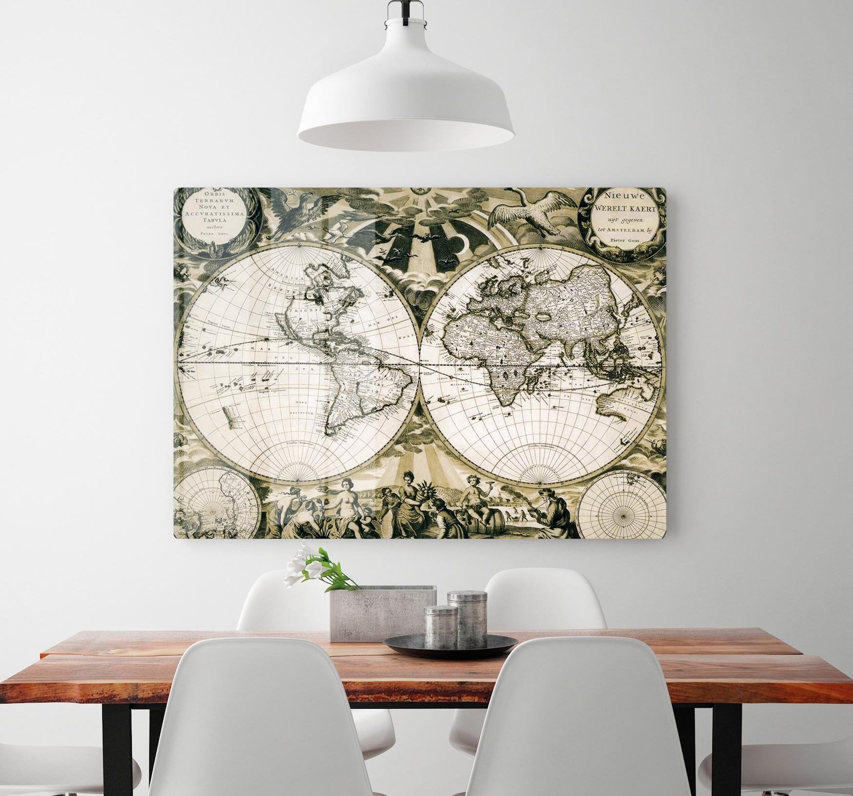 Old paper world map Holland HD Metal Print
