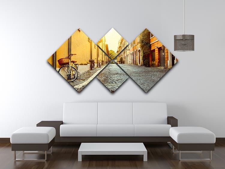 Old street in Rome 4 Square Multi Panel Canvas  - Canvas Art Rocks - 3