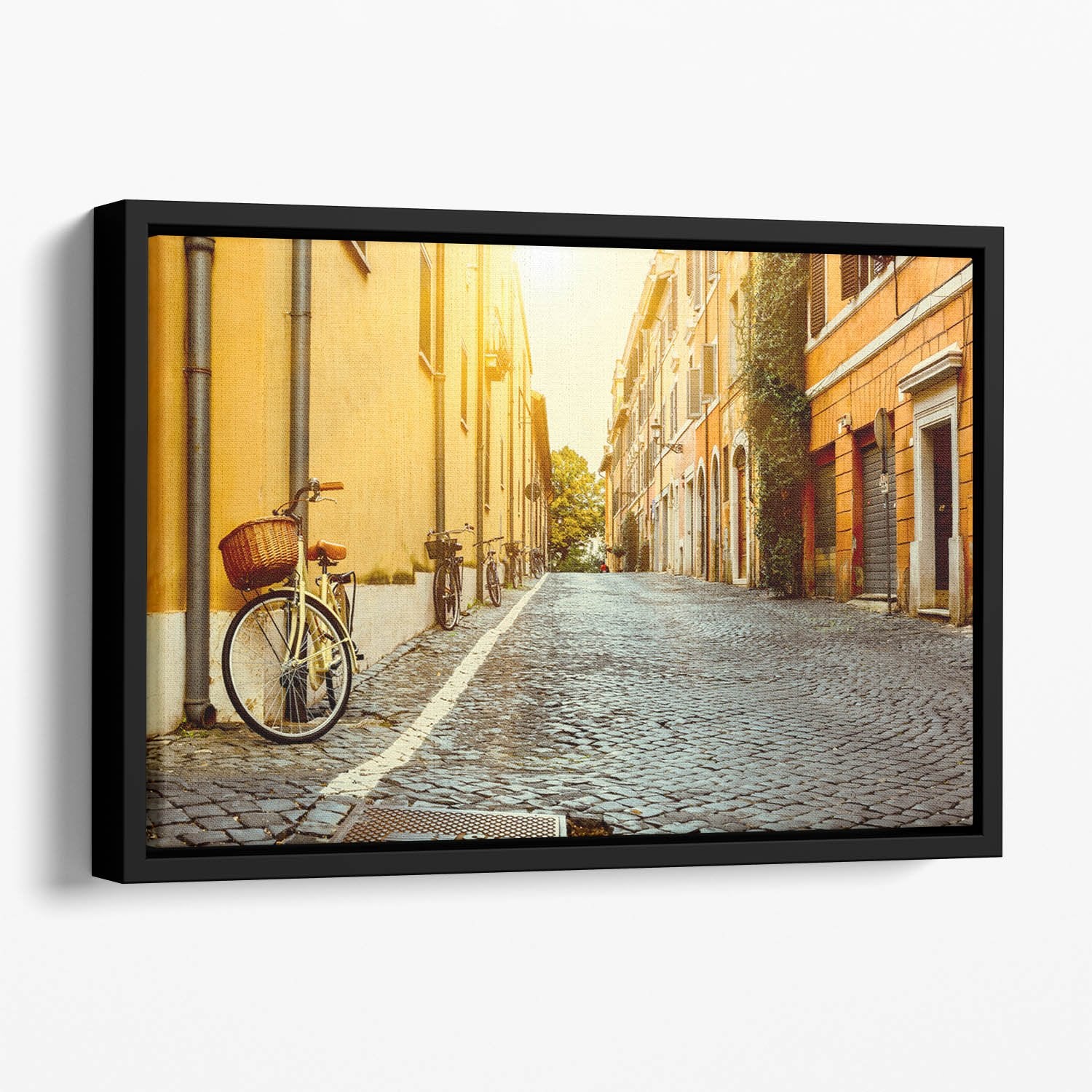 Old street in Rome Floating Framed Canvas