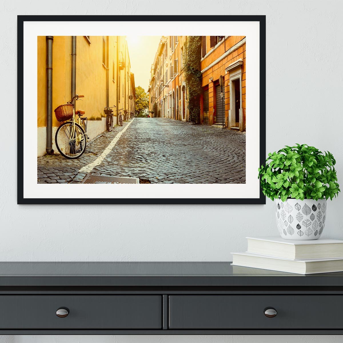 Old street in Rome Framed Print - Canvas Art Rocks - 1
