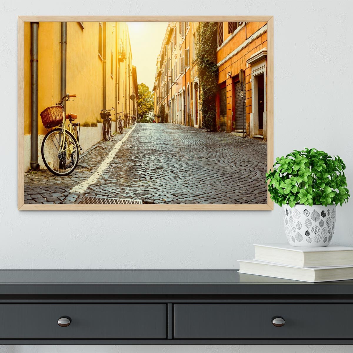 Old street in Rome Framed Print - Canvas Art Rocks - 4