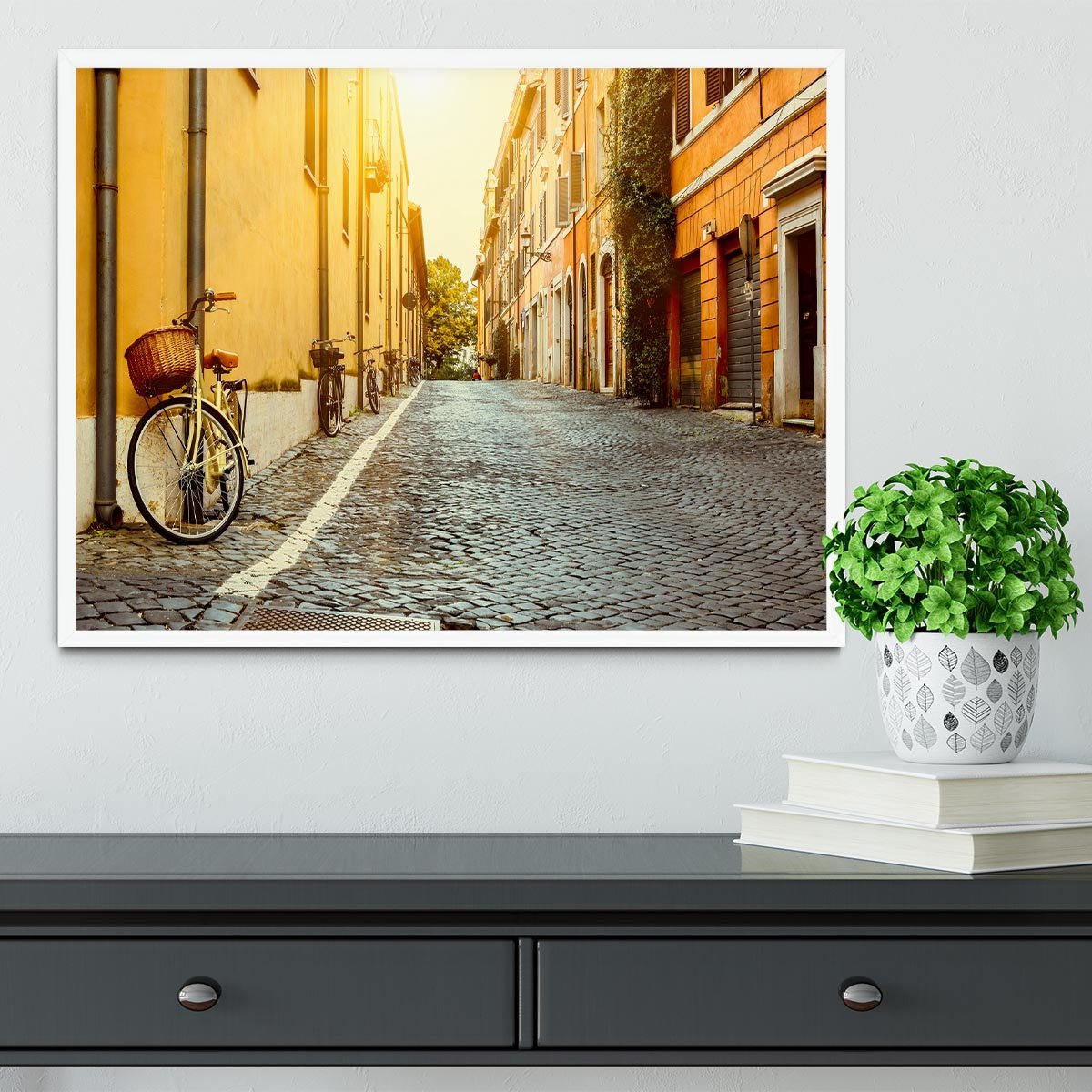 Old street in Rome Framed Print - Canvas Art Rocks -6