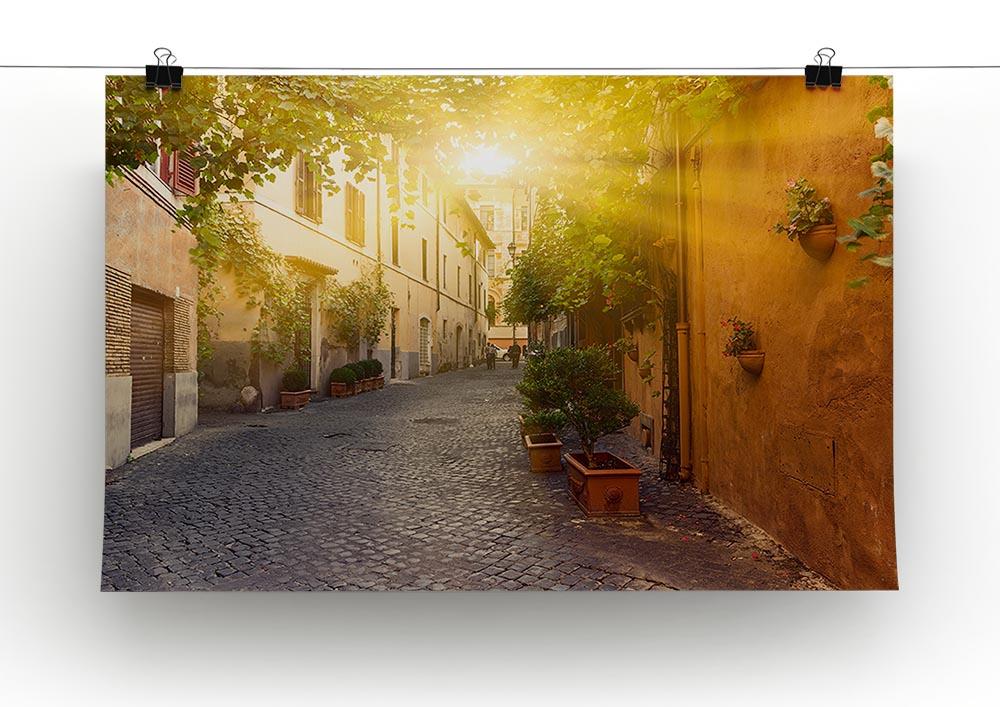Old street in Trastevere Canvas Print or Poster - Canvas Art Rocks - 2