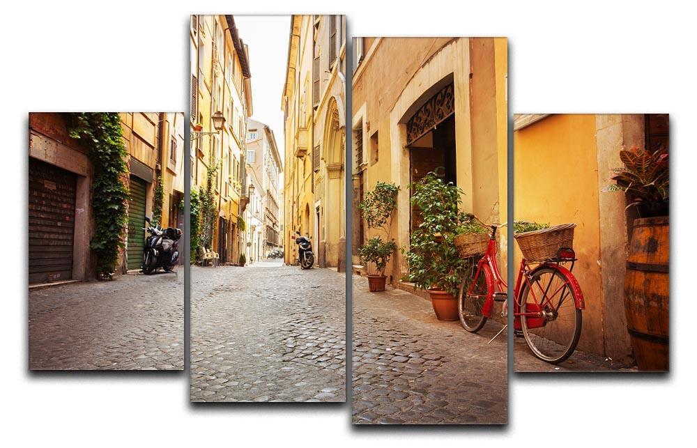 Old streets in Trastevere 4 Split Panel Canvas  - Canvas Art Rocks - 1