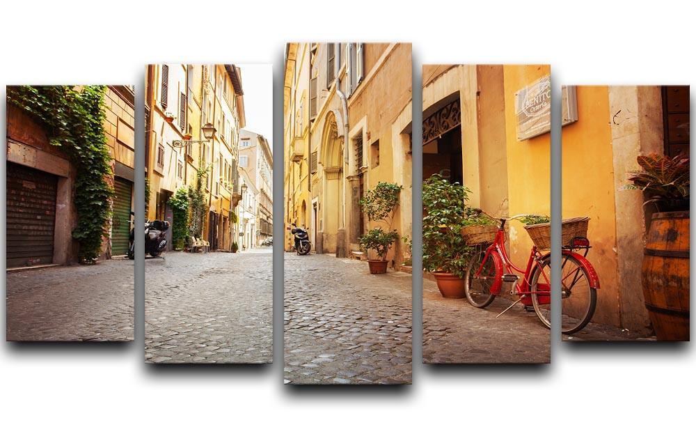 Old streets in Trastevere 5 Split Panel Canvas  - Canvas Art Rocks - 1