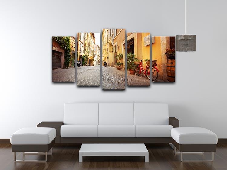 Old streets in Trastevere 5 Split Panel Canvas  - Canvas Art Rocks - 3