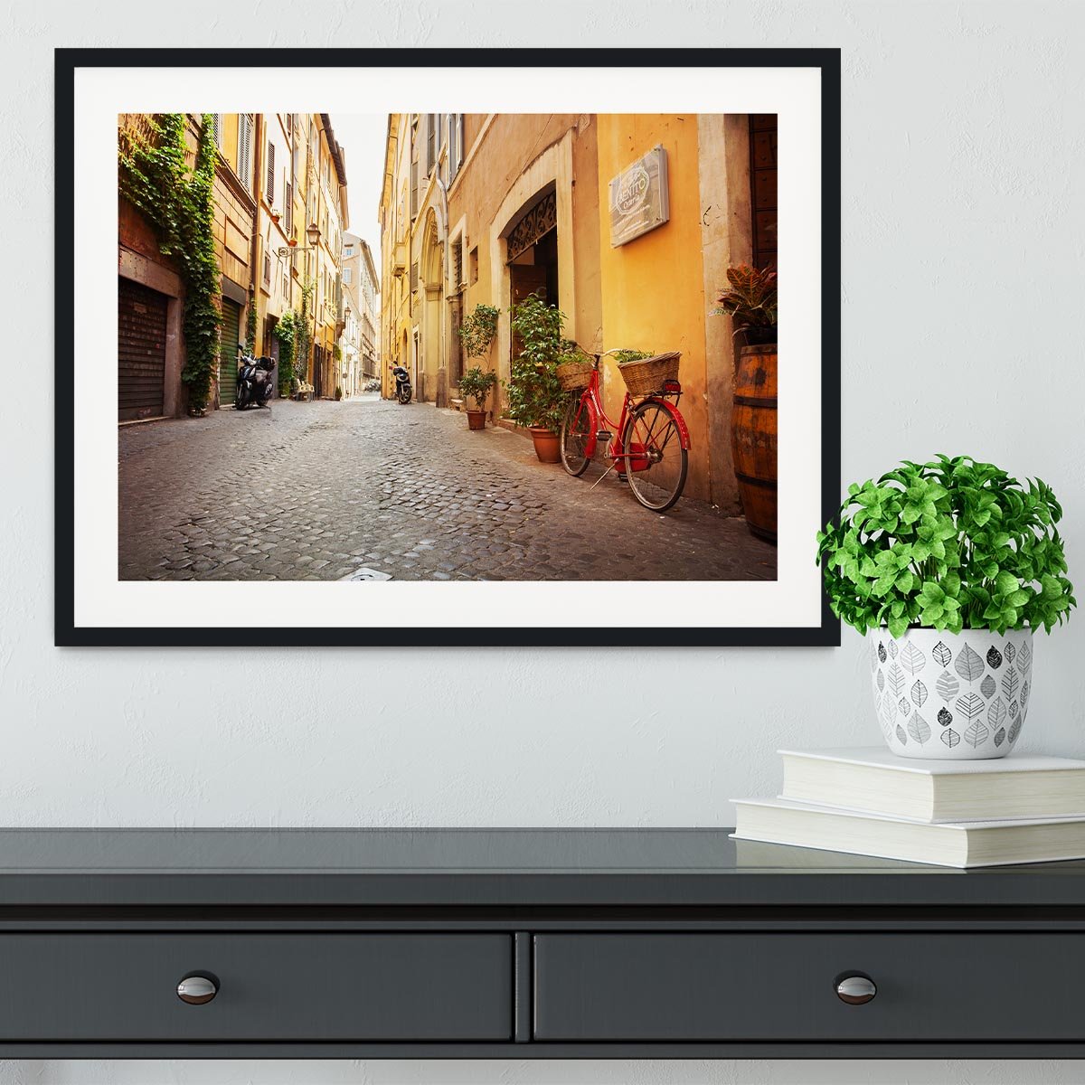 Old streets in Trastevere Framed Print - Canvas Art Rocks - 1