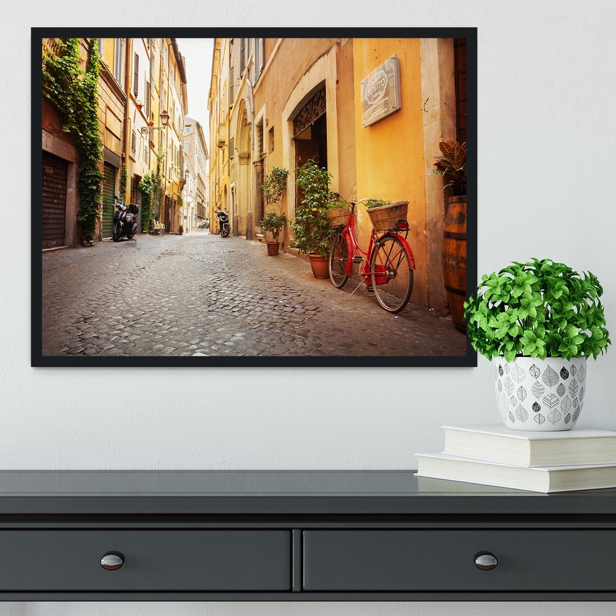 Old streets in Trastevere Framed Print - Canvas Art Rocks - 2