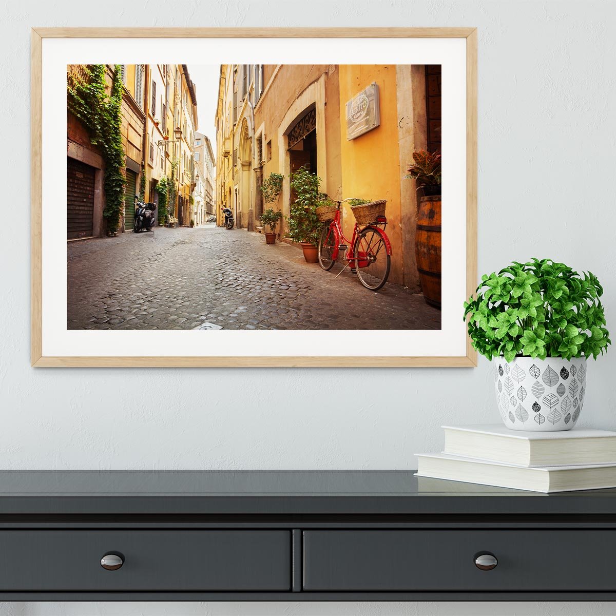 Old streets in Trastevere Framed Print - Canvas Art Rocks - 3