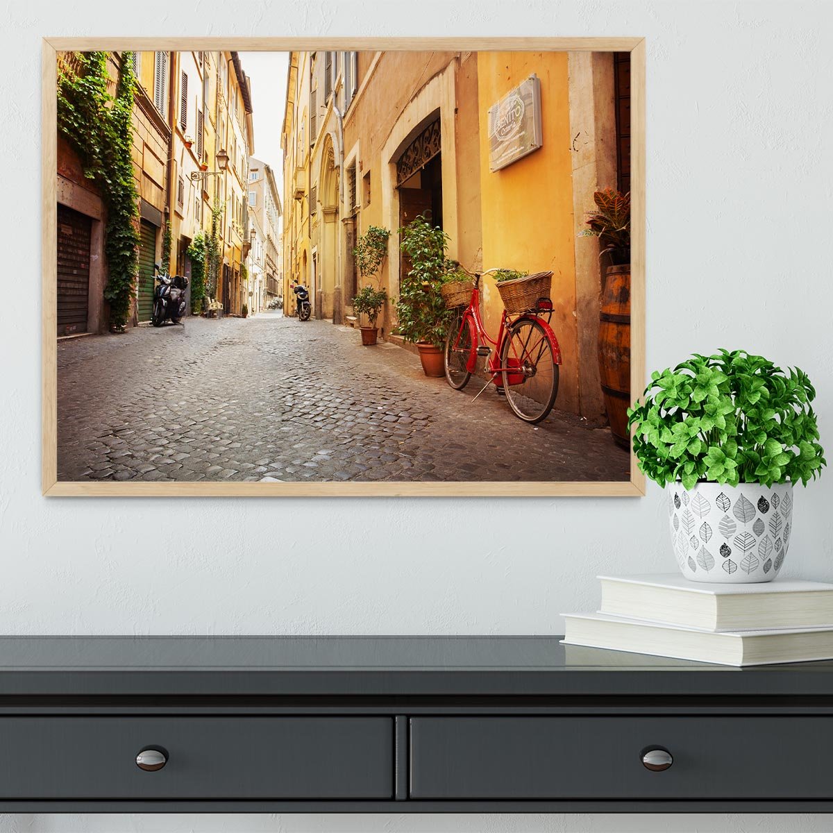 Old streets in Trastevere Framed Print - Canvas Art Rocks - 4