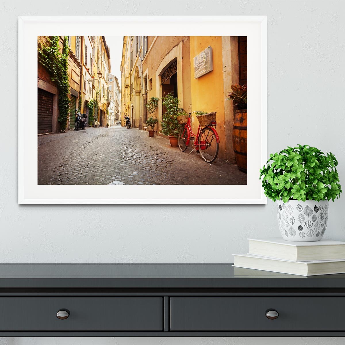 Old streets in Trastevere Framed Print - Canvas Art Rocks - 5