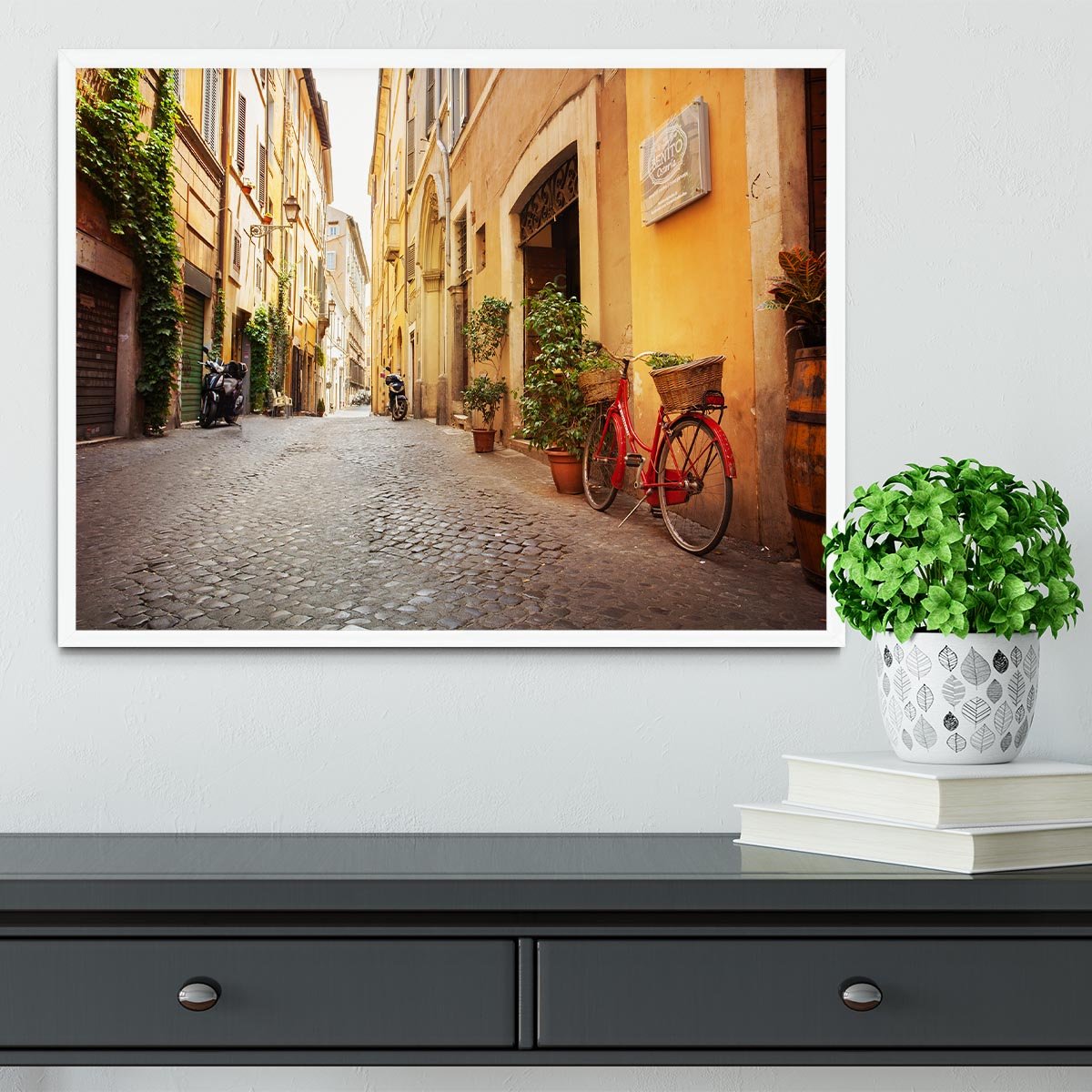 Old streets in Trastevere Framed Print - Canvas Art Rocks -6