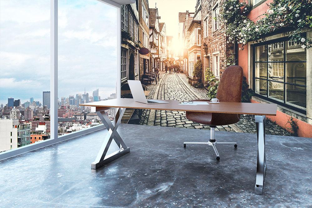 Old town in Europe at sunset Wall Mural Wallpaper - Canvas Art Rocks - 3