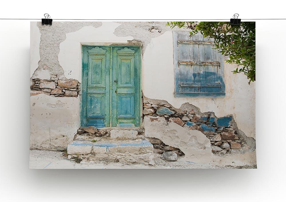 Old wooden door of a shabby demaged house Canvas Print or Poster - Canvas Art Rocks - 2