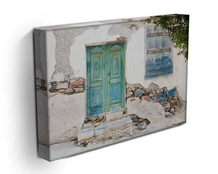 Old wooden door of a shabby demaged house Canvas Print or Poster - Canvas Art Rocks - 3