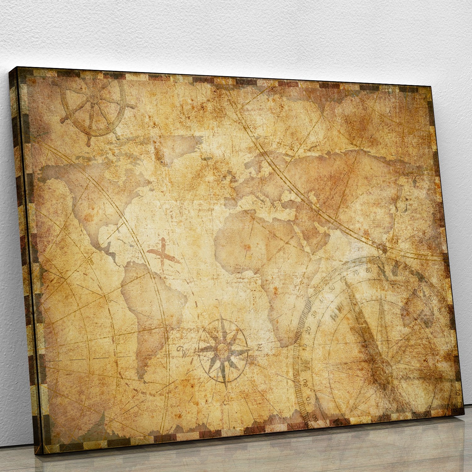 old nautical treasure map illustration Canvas Print or Poster